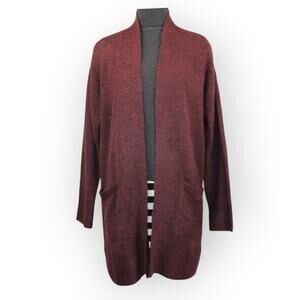 Banana Republic (M) Cardigan Open-Front Marled Pink-Charcoal Long Hygge